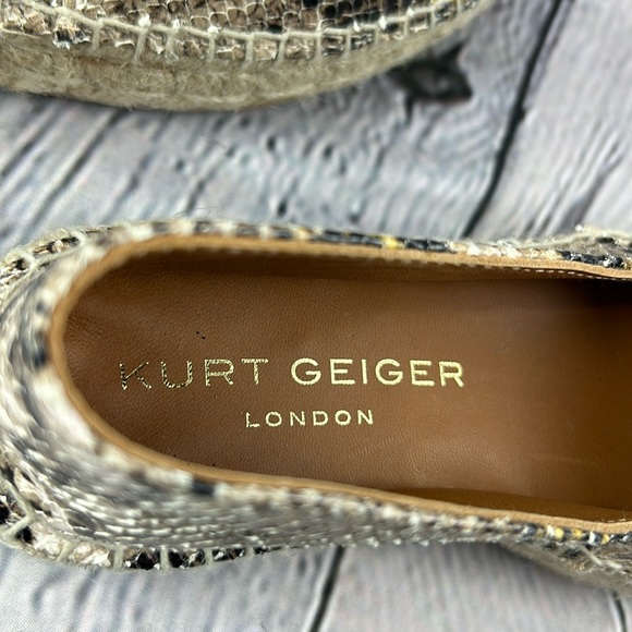 KURT GEIGER LONDON MORELLA Leather Snake Print Slip On Espadrilles - Picture 10 of 17